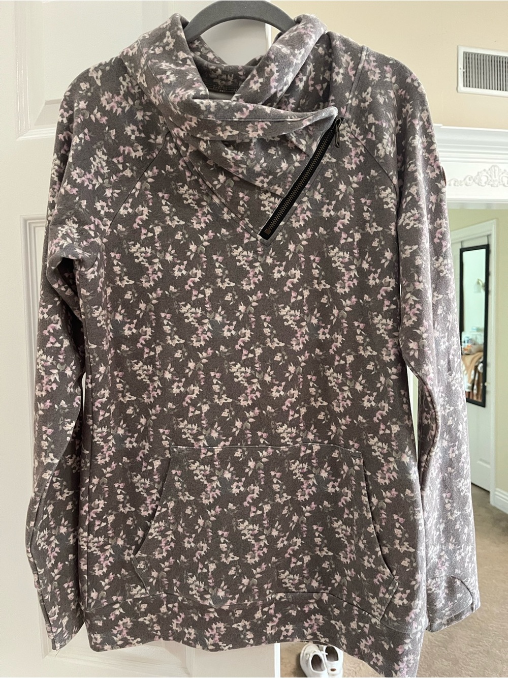 Michelle Mae Gray Hoodie with Pink Floral Print